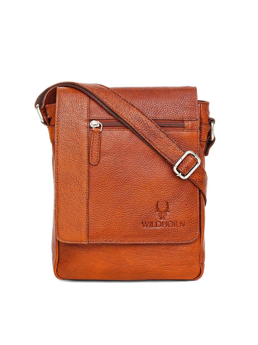wildhorn men tan genuine leather messenger bag