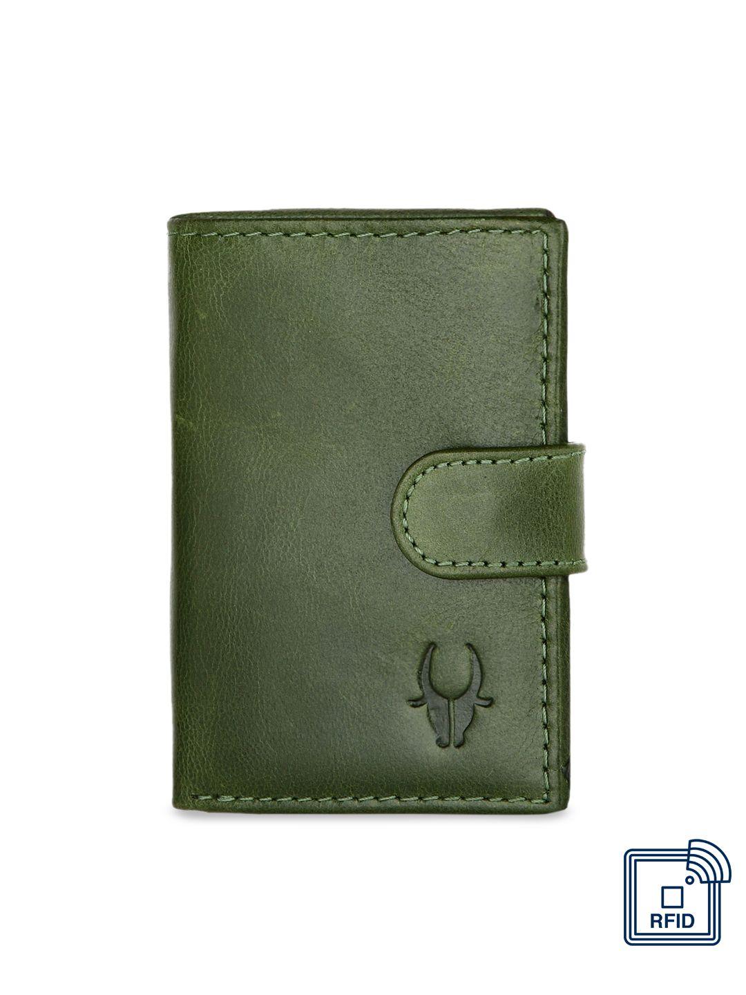 wildhorn unisex olive green solid rfid genuine leather card holder