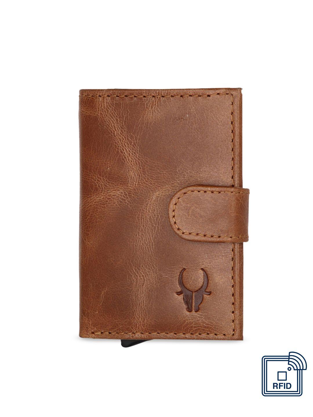 wildhorn unisex tan brown rfid protected solid genuine leather card holder