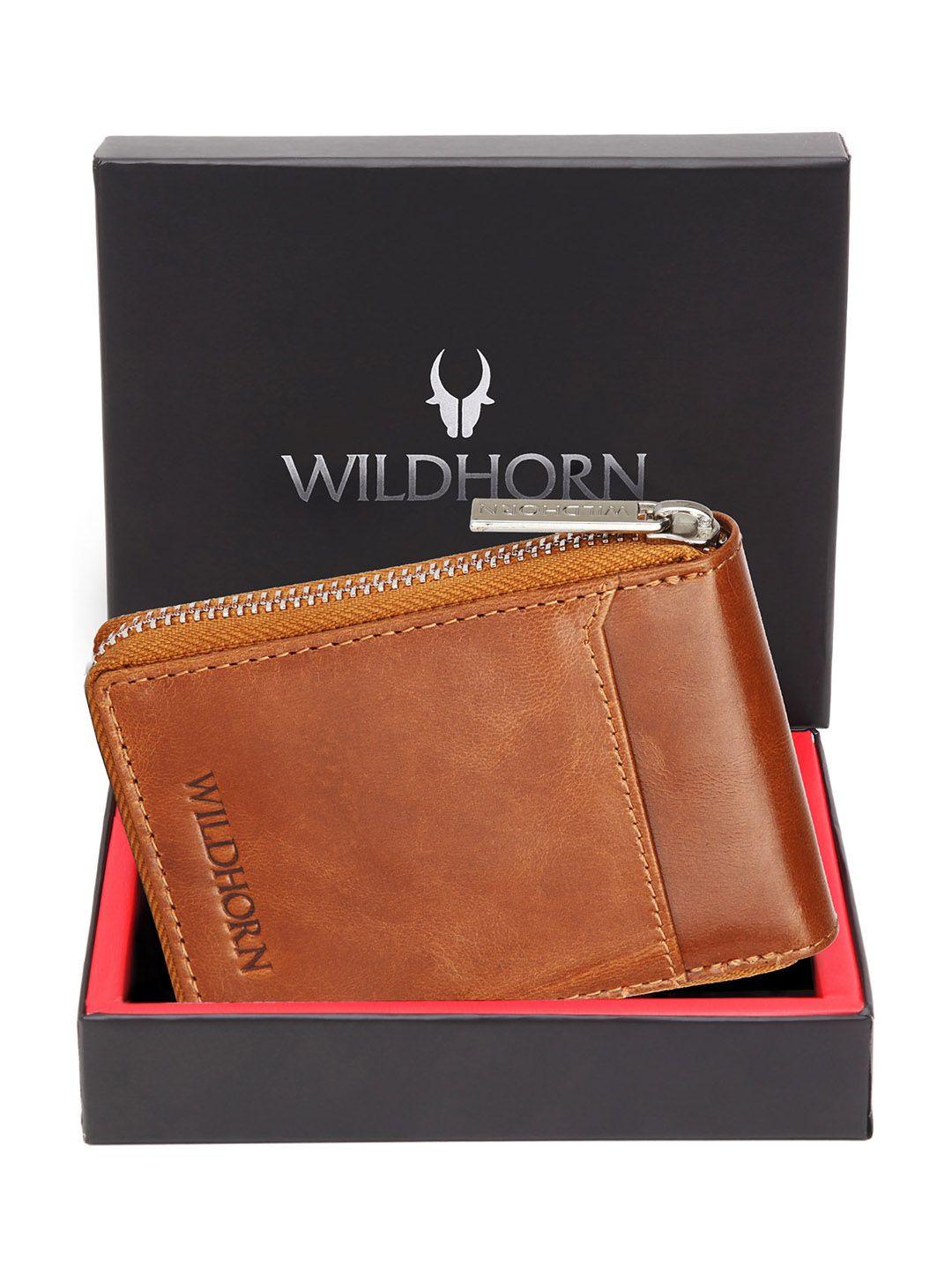 wildhorn unisex tan leather card holder