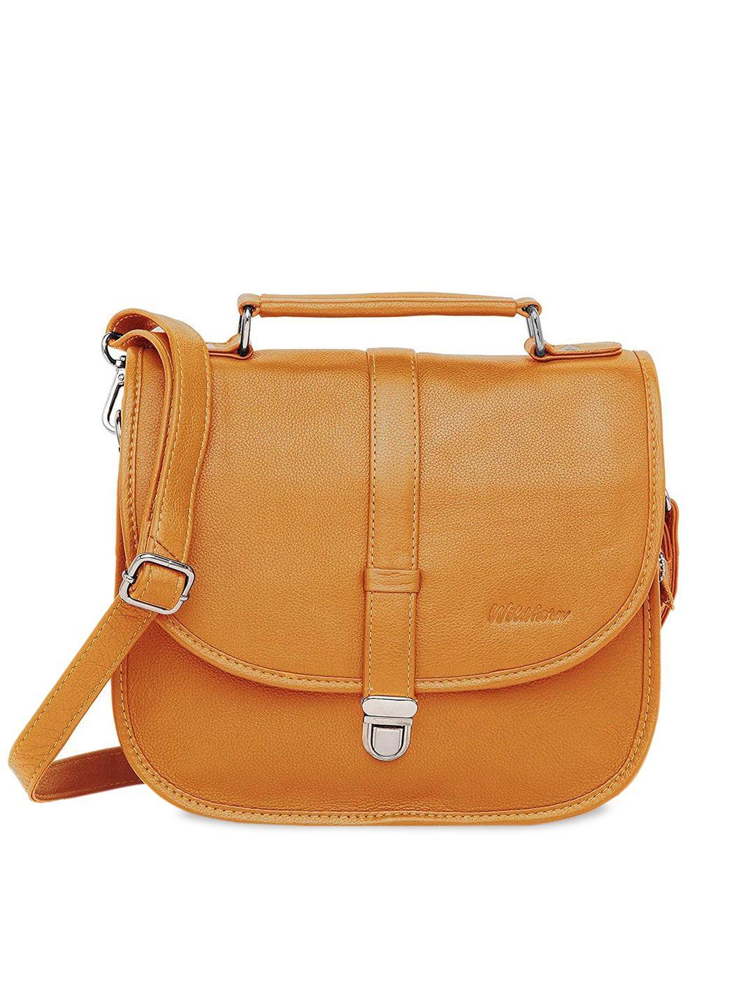 wildhorn women yellow leather structured satchel