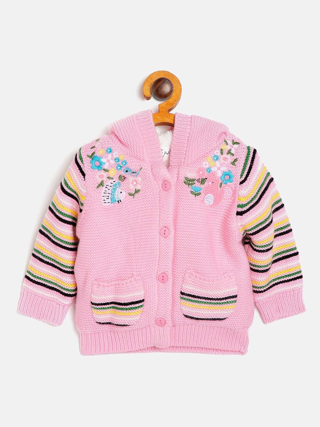 wildlinggs infants floral embroidered hooded pure cotton cardigan sweater