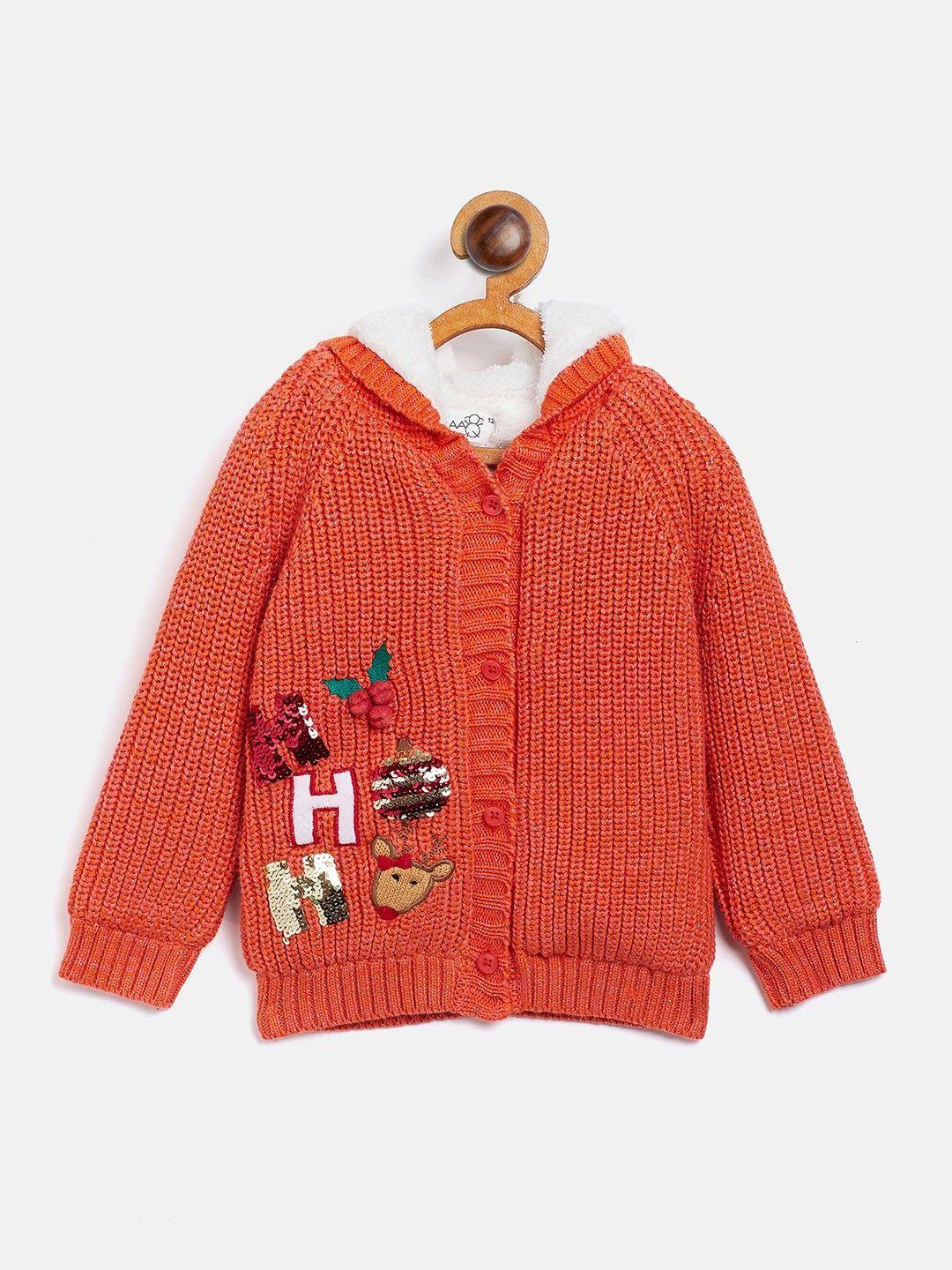 wildlinggs infants typography pure cotton cardigan with embroidered detail sweater