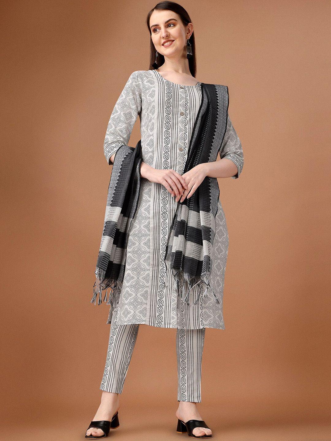 wilnercrown bandhani printed pure cotton straight kurta with trouser & dupatta