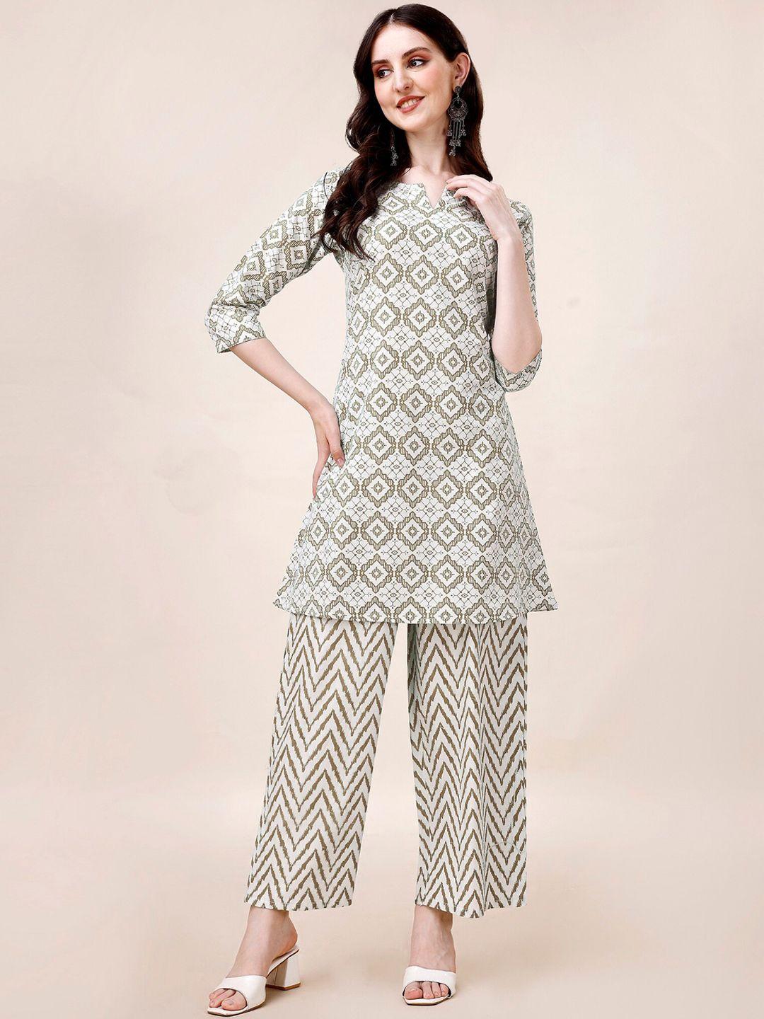 wilnercrown women printed regular kurti with trousers