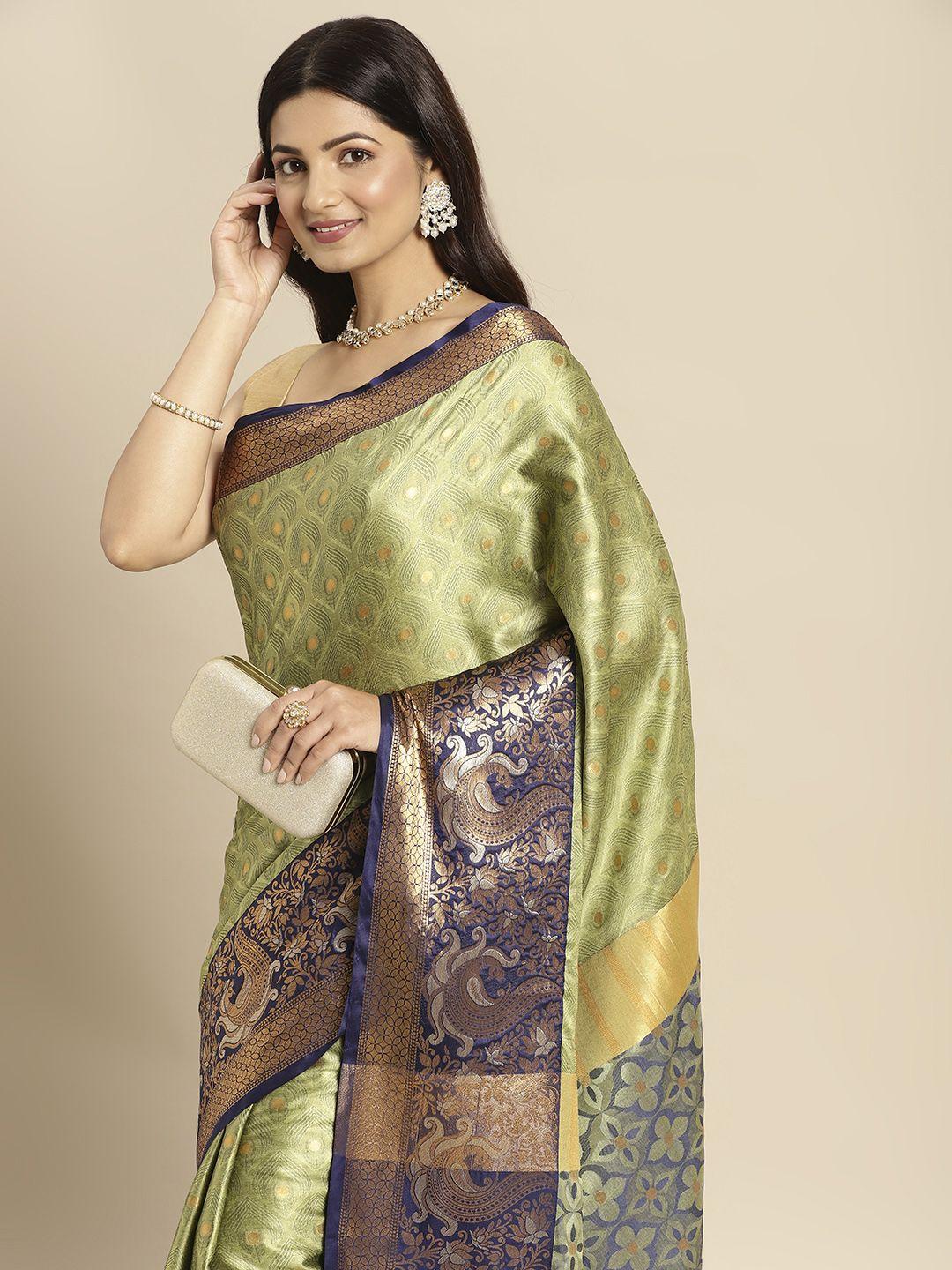 wilori green & blue ethnic motifs silk cotton mysore silk saree