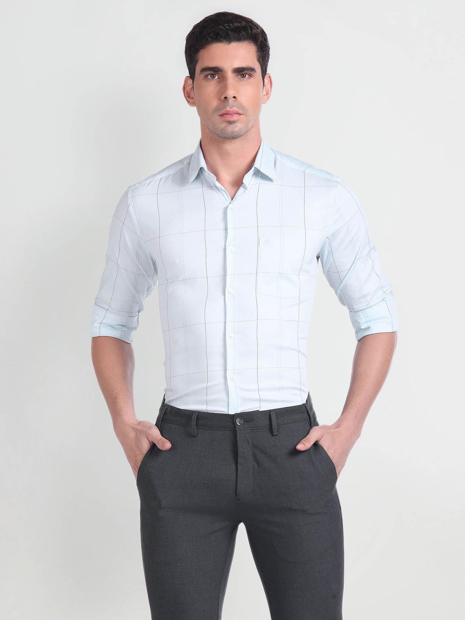 windowpane check cotton shirt