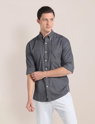 windowpane check cotton shirt