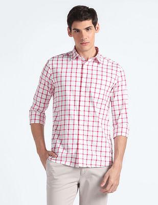 windowpane check cotton shirt