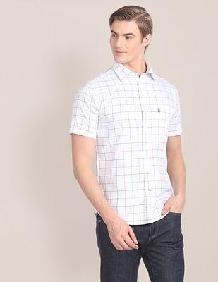 windowpane check cotton shirt