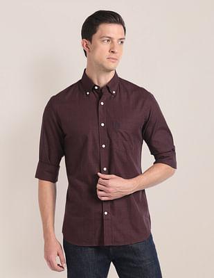 windowpane check cotton shirt