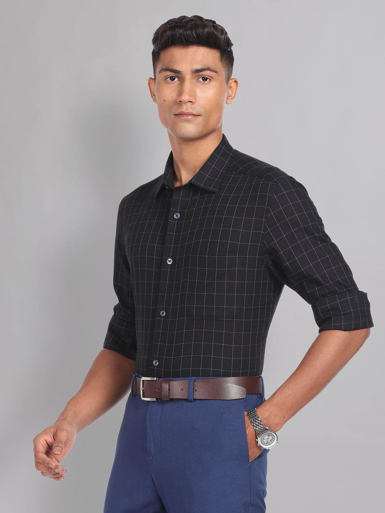 windowpane check formal shirt