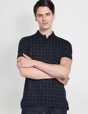 windowpane check polo shirt