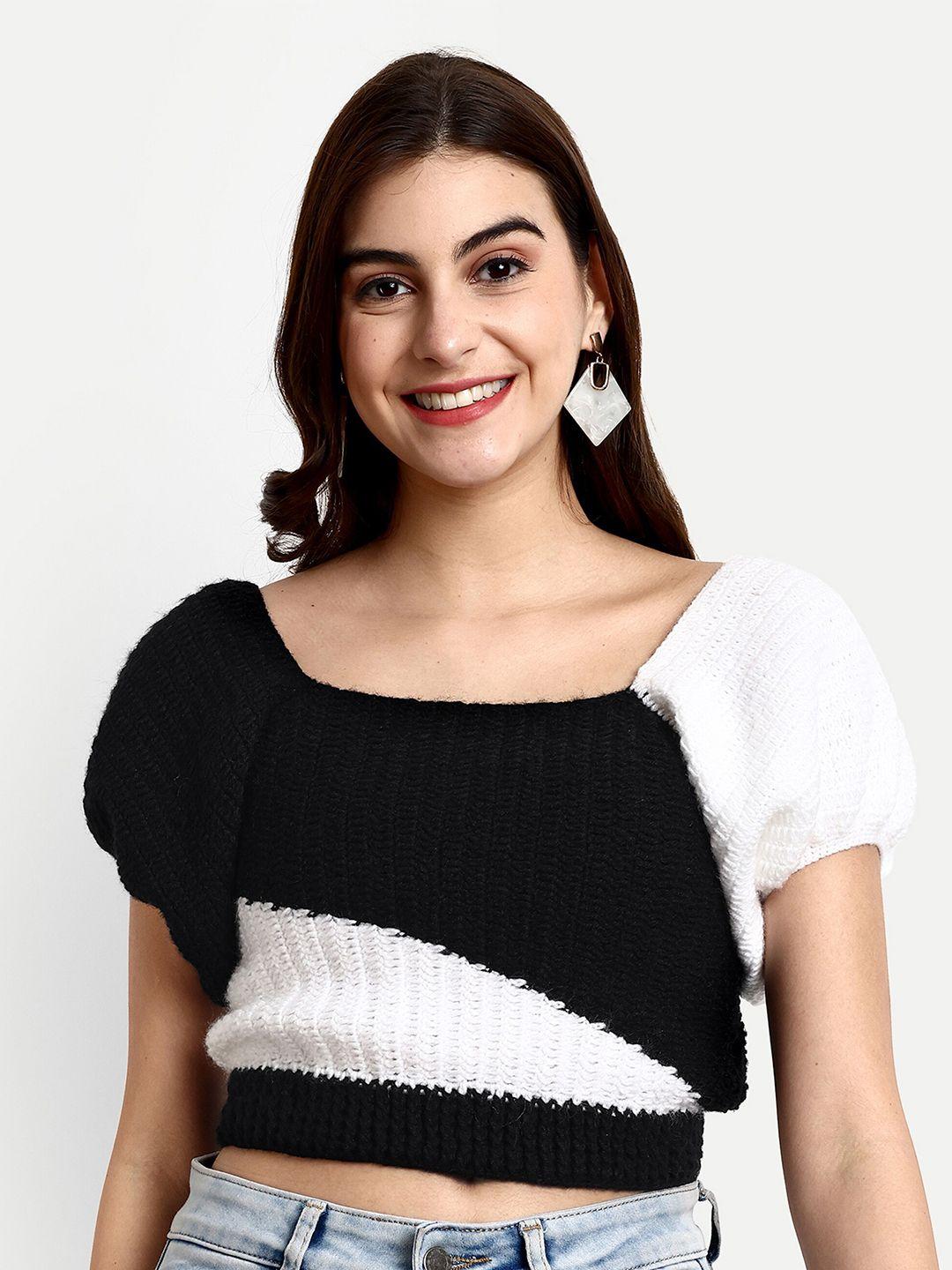 windrop solutions women colourblocked crop sweater vest