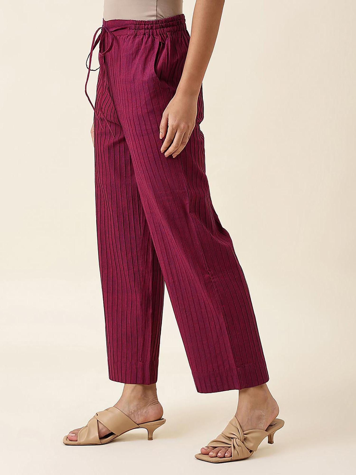 wine cotton full length casual pant