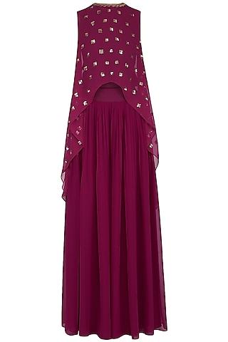 wine-embroidered-cape-with-palazzo-pants