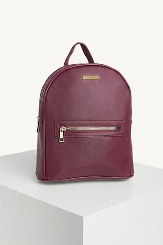 wine solid casual pu women backpack