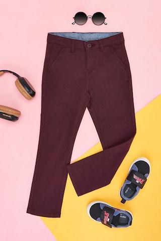 wine solid full length  casual boys regular fit  chinos