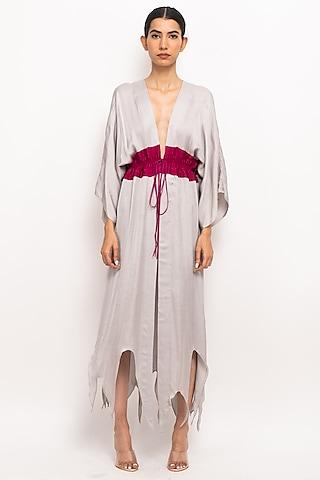 wine & grey bemberg modal silk cape