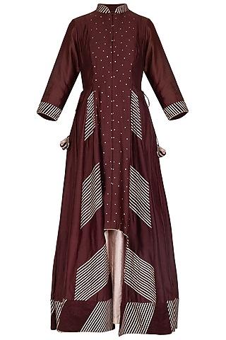 wine & peach anarkali set