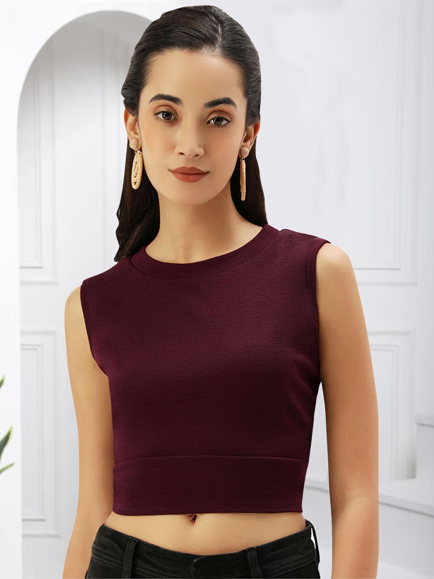 wine back overlap crop top