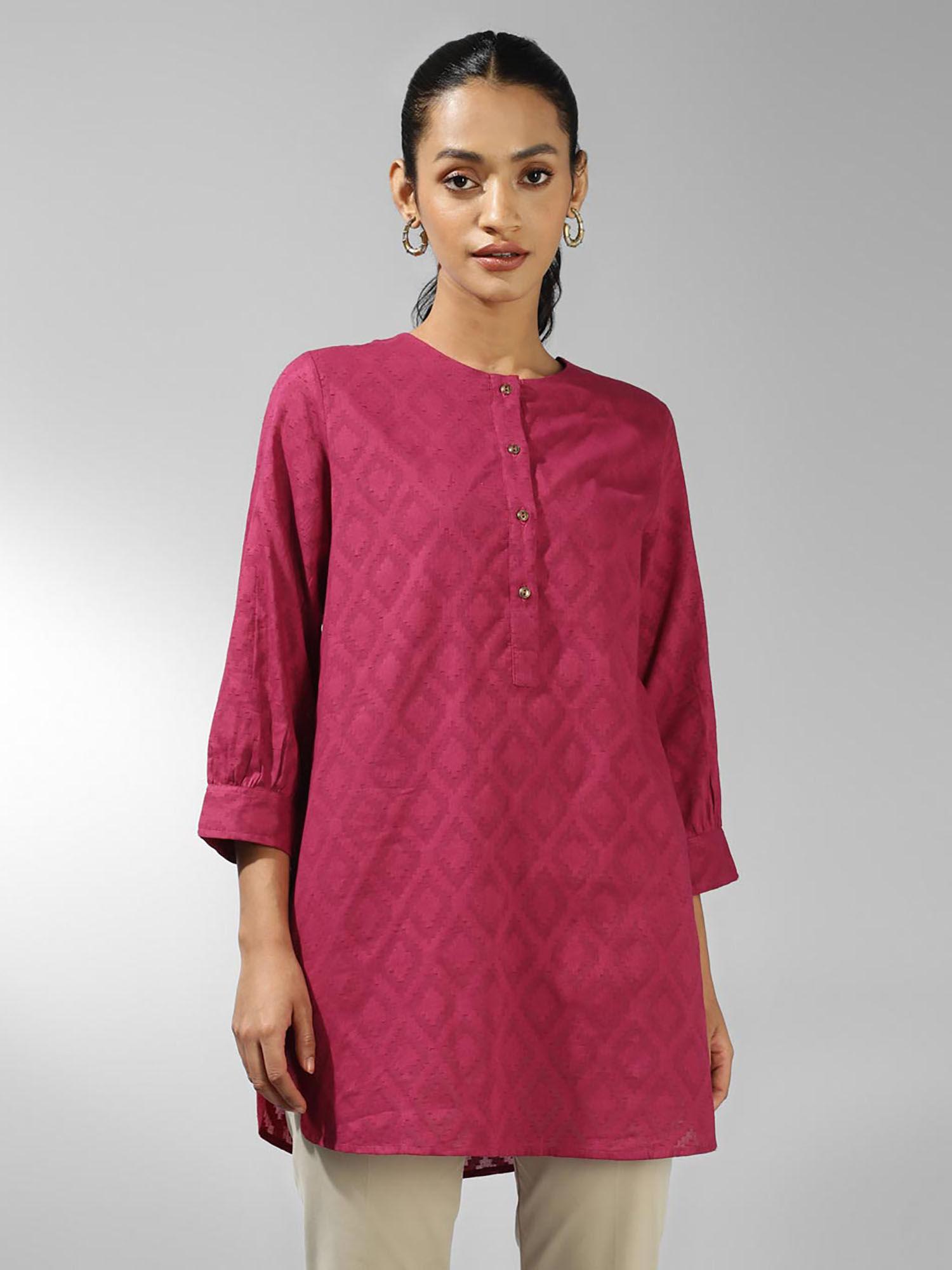 wine cotton cutwork tunic