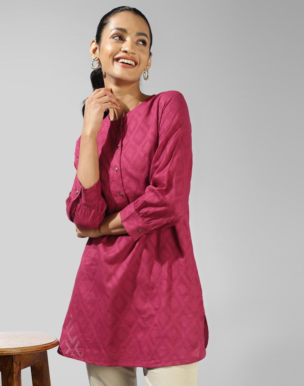 wine cotton cutwork tunic