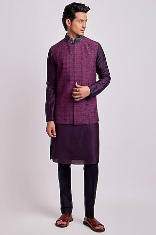 wine cotton silk bundi jacket