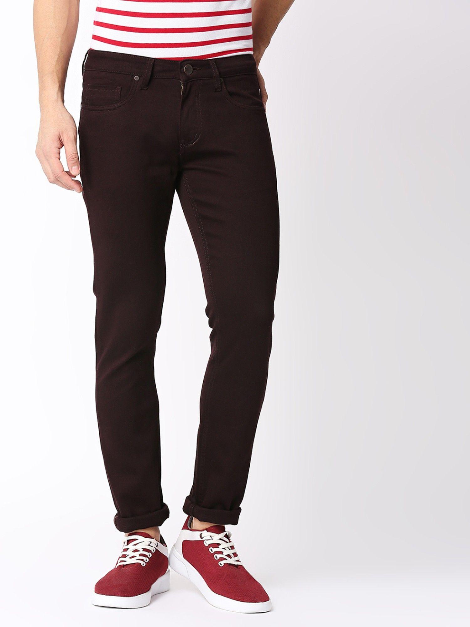 wine cotton stretch jeans