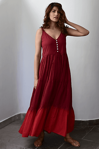wine cotton voile dress
