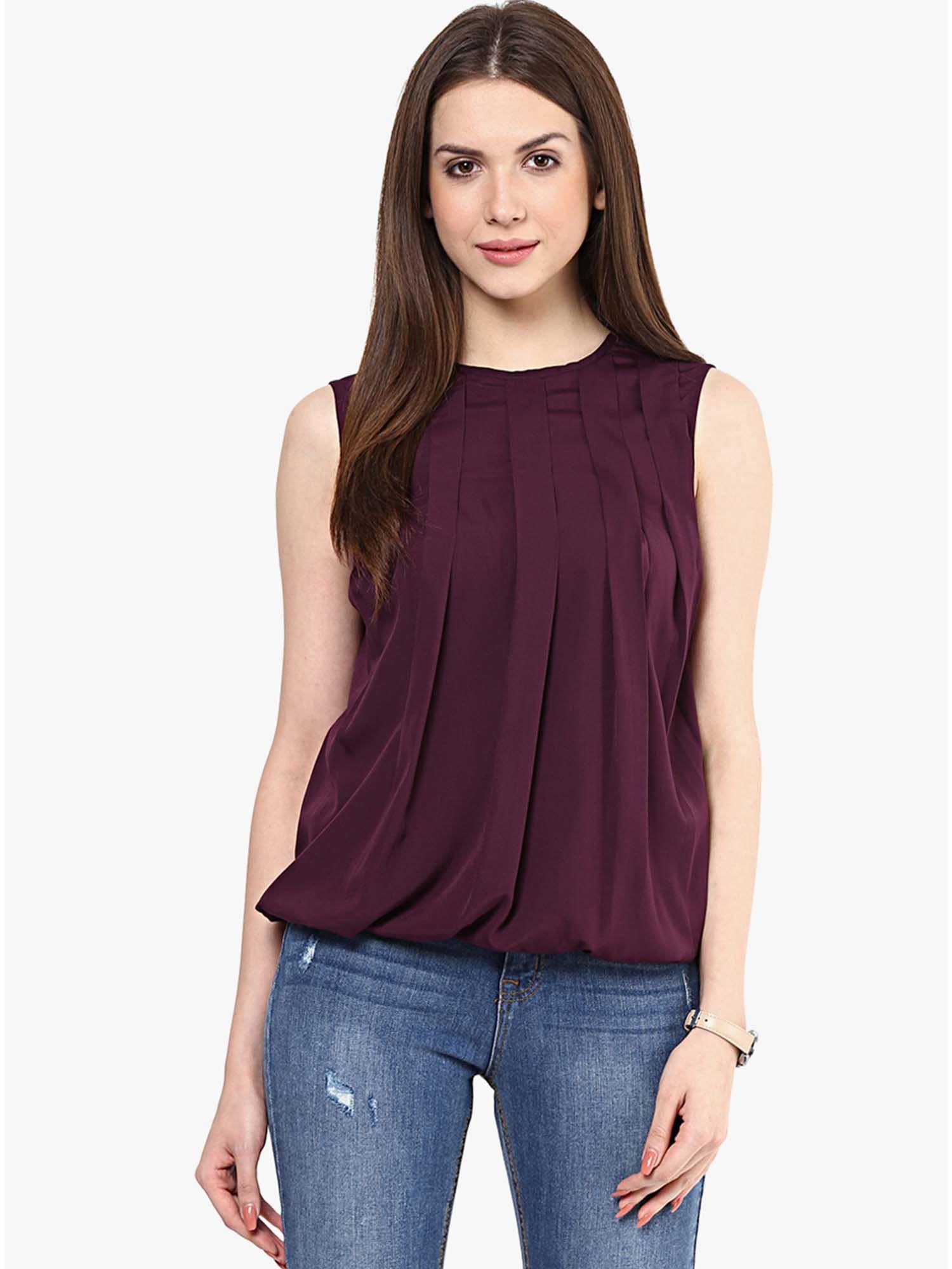 wine crepe blouson top