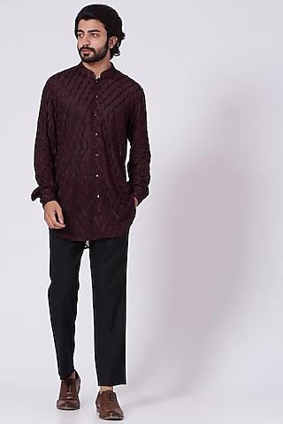 wine embroidered shirt