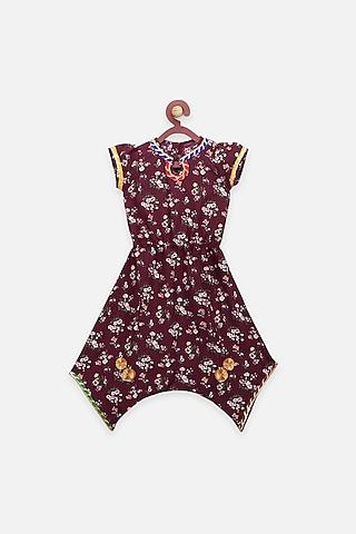 wine floral jumpsuit for girls