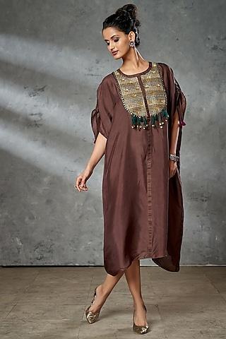 wine hand embroidered kaftan tunic