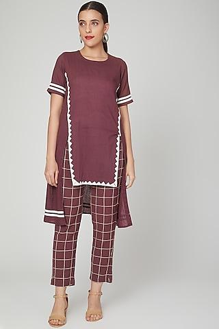wine high-low embroidered tunic