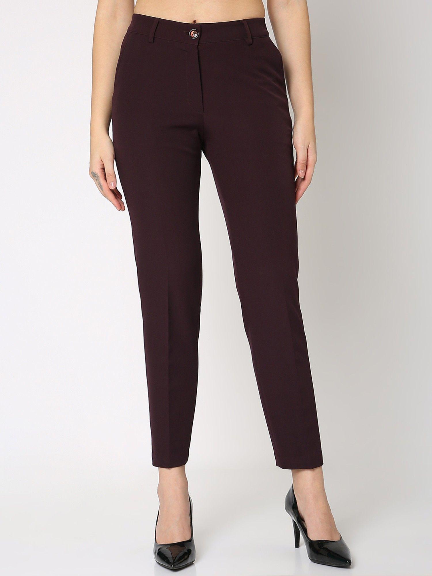 wine mid waist straight trouser