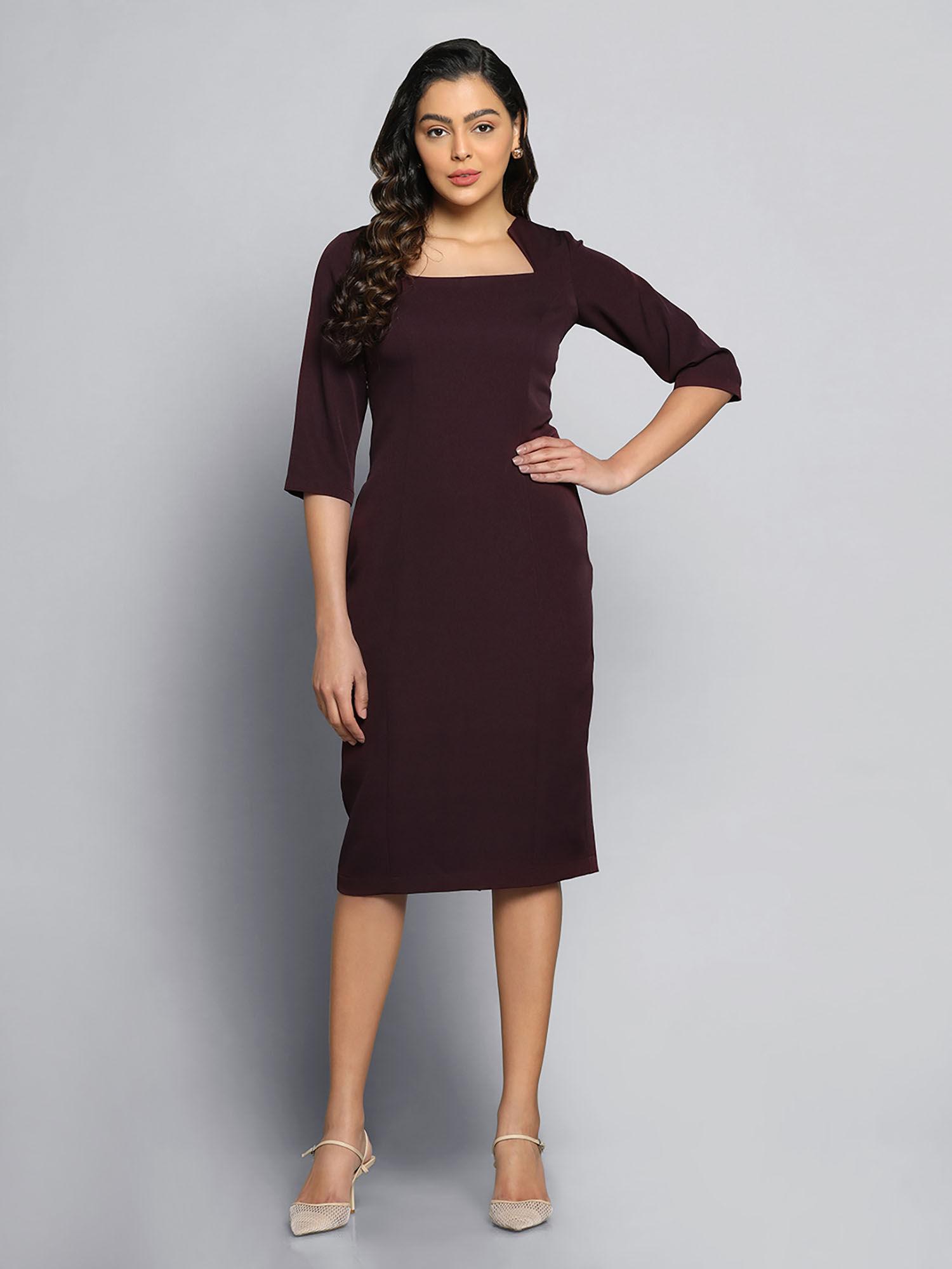 wine pencil stretch dress