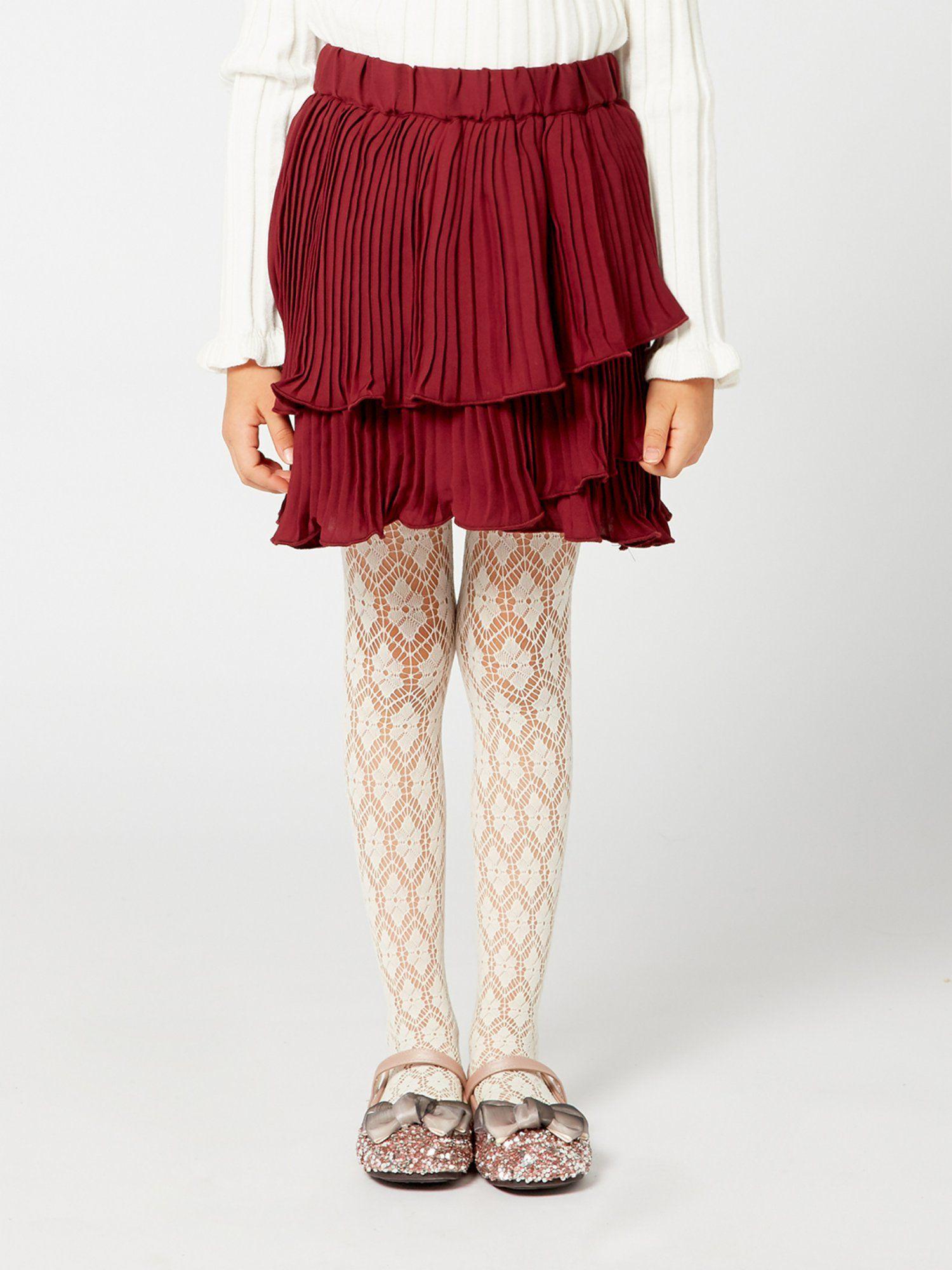 wine pleated skirt