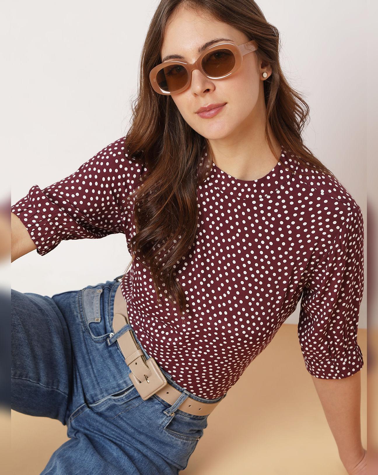 wine polka dot top