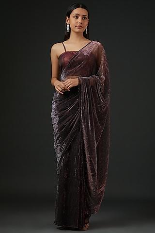 wine pre-stitched saree