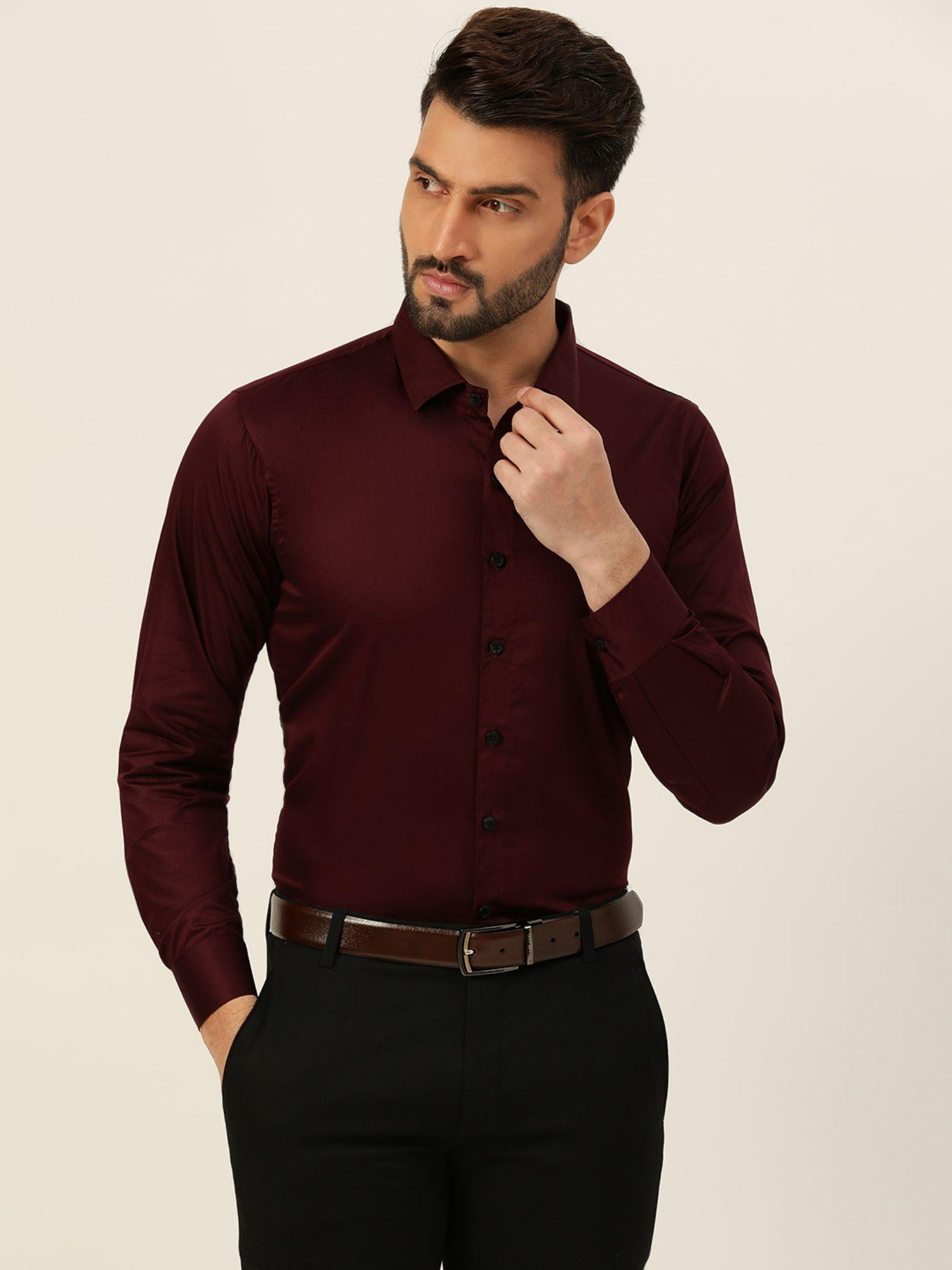 wine premium giza cotton slim fit men shirt