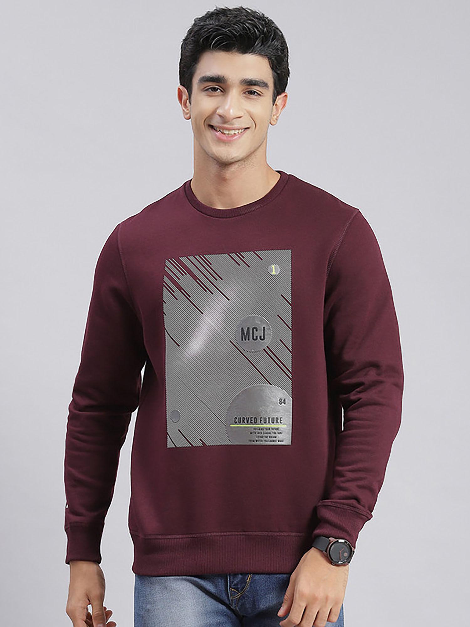 wine printed round neck sweatshirt