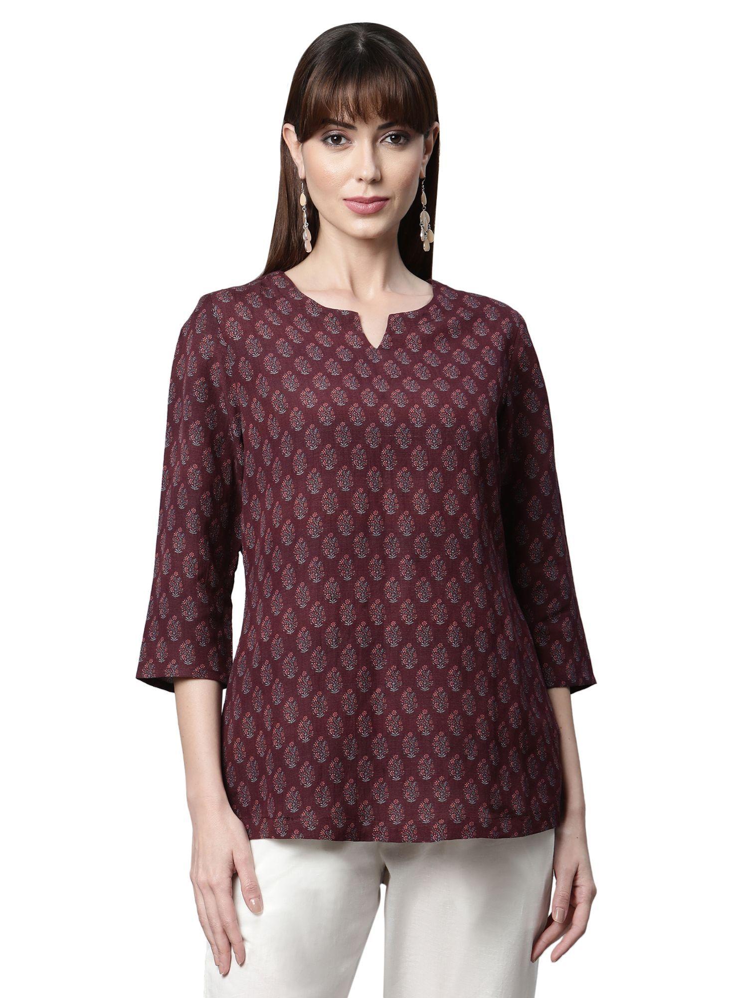 wine printed tunic for woman