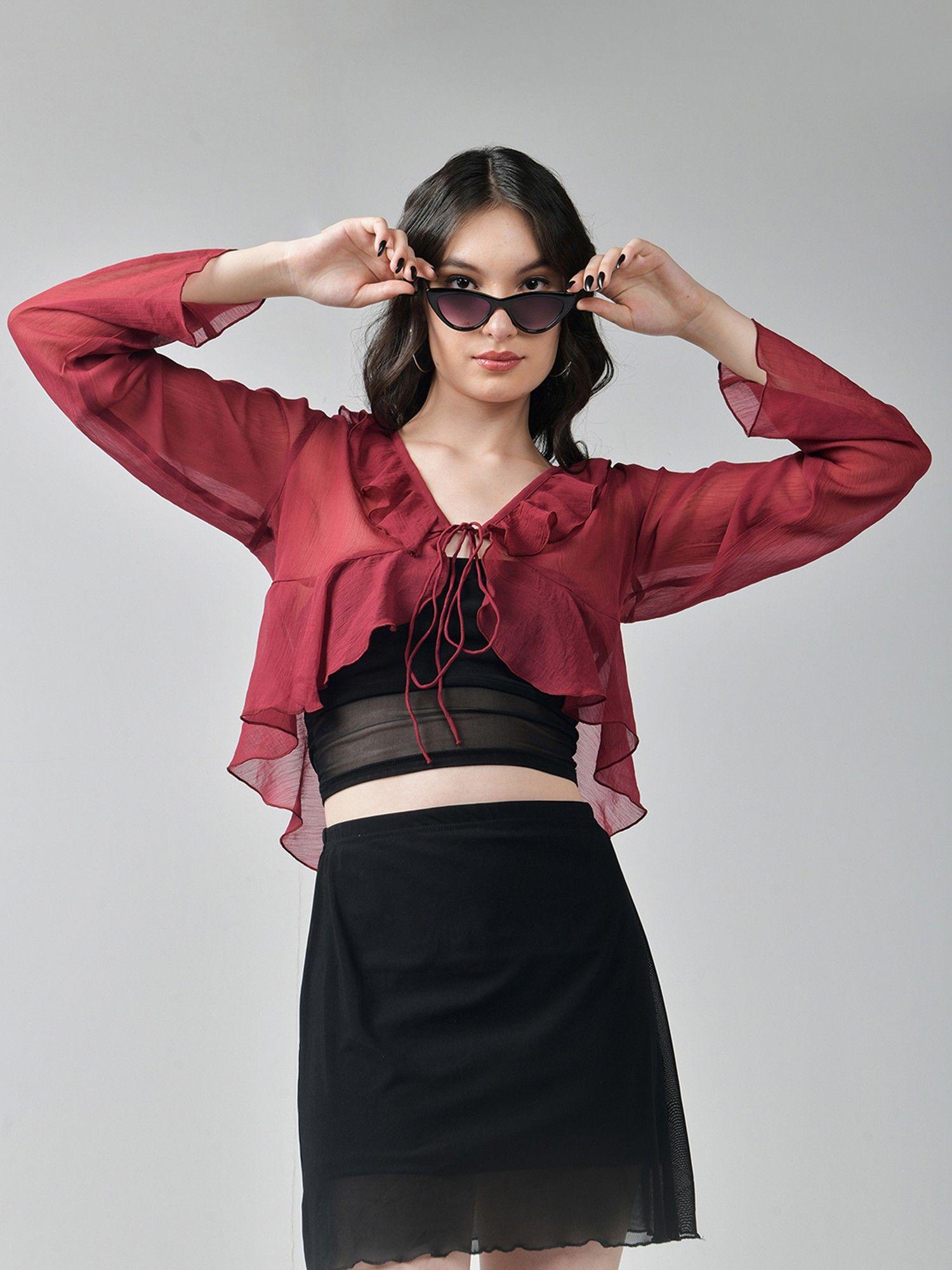 wine ruffle shrug