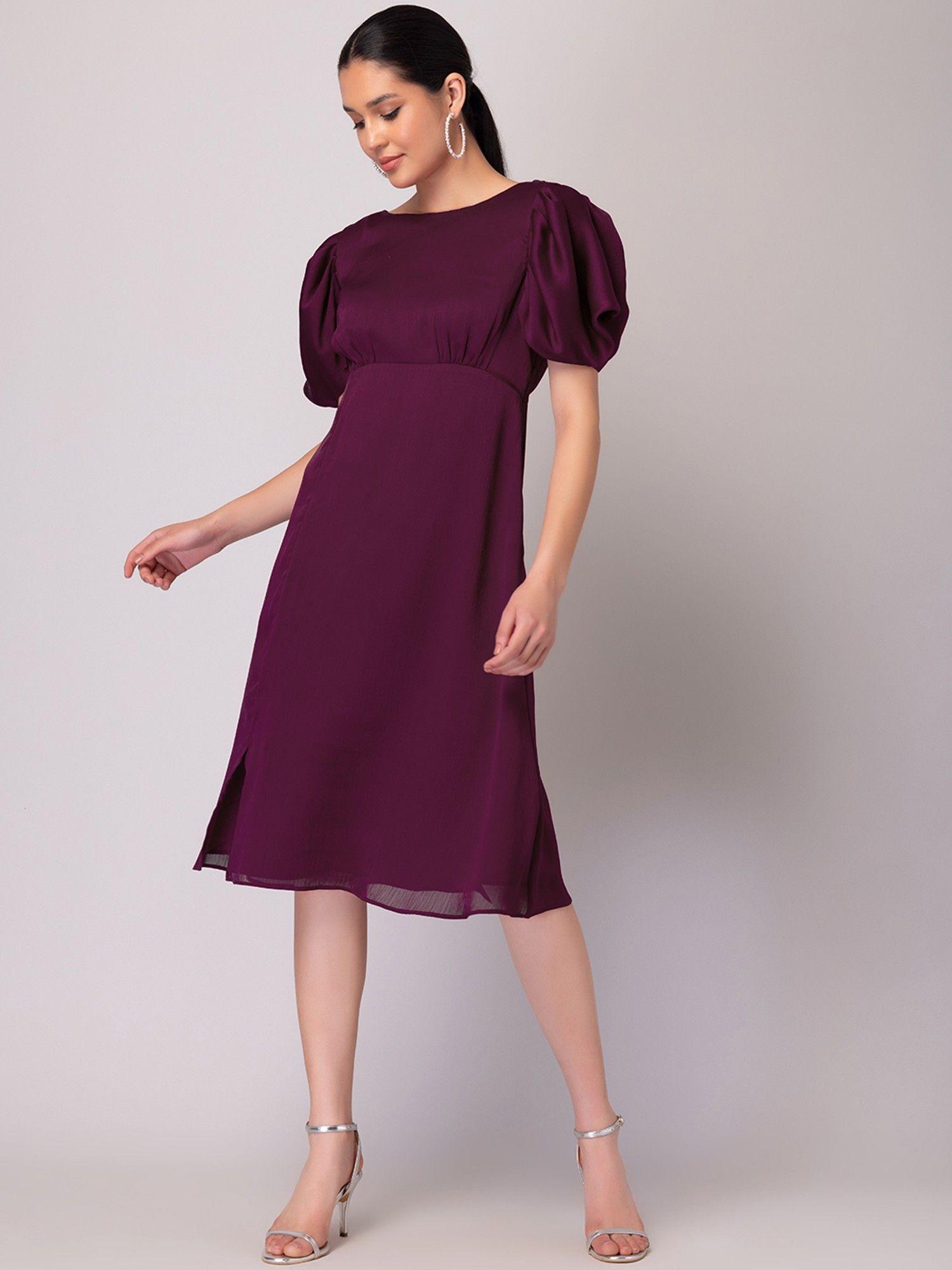 wine side slit midi dress