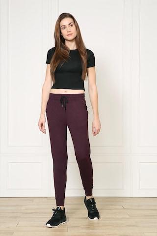 wine solid ankle-length casual women relaxed fit jogger pants