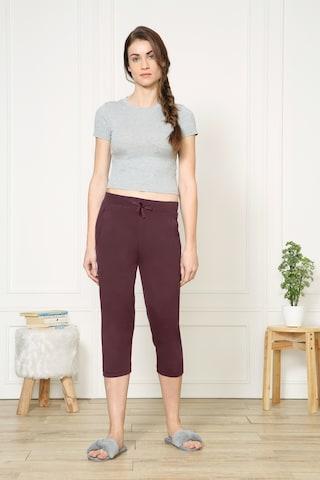 wine solid calf-length casual women relaxed fit capris