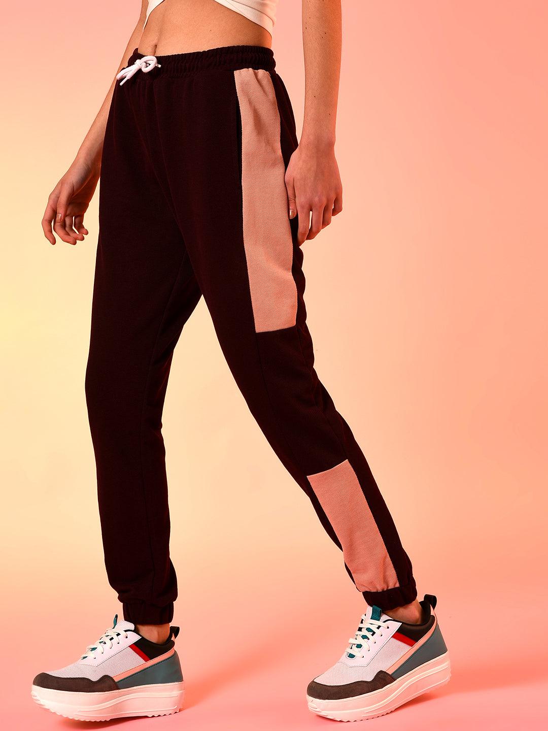 wine solid cotton active jogger/trackpant