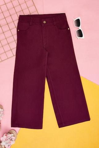wine solid full length  casual girls regular fit  trousers