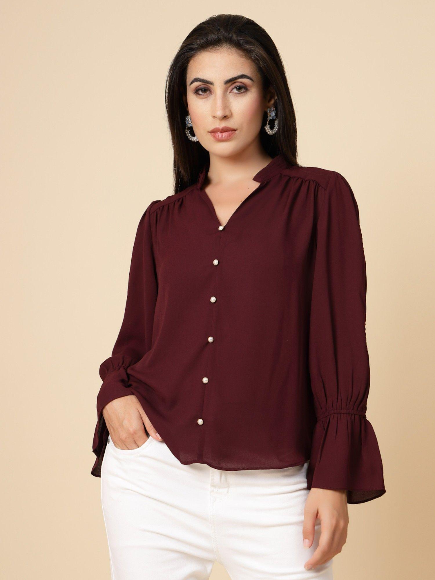 wine solid georgette tunic